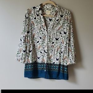 MAEVE | Owl Woodland Print Button Down Top | 12